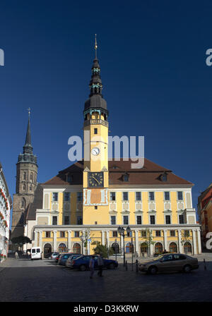 Bautzen, Germania, il municipio storico sul mercato principale Foto Stock