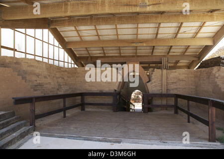 Il cananeo city gate Ashkelon National Park, Israele, 1850 BCE Foto Stock