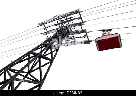 Un grafico da sotto vista del Roosevelt Island Tram. Foto Stock