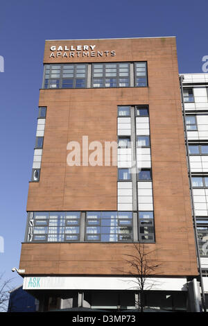 Galleria Appartamenti privati studente moderno alloggio nel centro della città di Glasgow, Scotland, Regno Unito Foto Stock