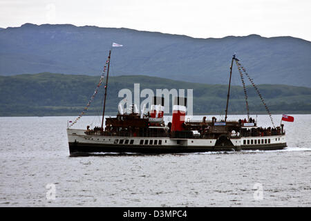 SS Waverly, l'ultimo vapore ruota a pale nave passeggeri in tutto il mondo, vela off The Isle of Mull Foto Stock