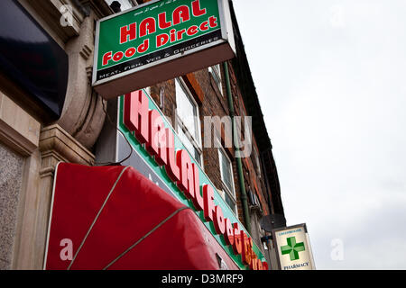 Cibo Halal Direct Shop segno Foto Stock