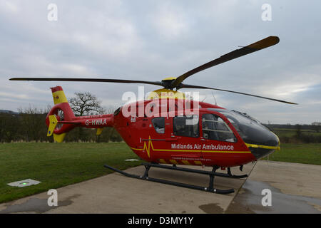 West Midlands, Regno Unito. Il 21 febbraio 2013. Immagine mostra MIDLANDS Air Ambulance presso le Midlands Air Ambulance HQ. Foto Stock