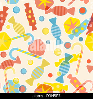 Dolci e caramelle seamless pattern - stile vintage Foto Stock