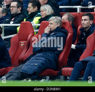 Febbraio 19, 2013 - Londra, Regno Unito - Arsenale di Arsène Wenger guarda sconsolato..L'Arsenal v Bayern Munich - Champions League secondo turno, prima gamba- Emirates Stadium, Londra- 19/02/13 - Picture David Klein/Sportimage Foto Stock