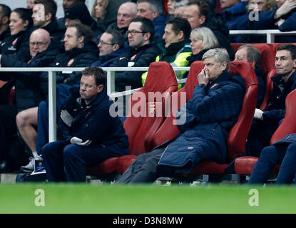 Febbraio 19, 2013 - Londra, Regno Unito - Arsenale di Arsène Wenger guarda sconsolato..L'Arsenal v Bayern Munich - Champions League secondo turno, prima gamba- Emirates Stadium, Londra- 19/02/13 - Picture David Klein/Sportimage Foto Stock