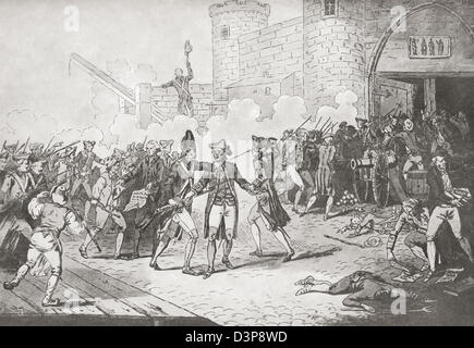 Presa della Bastiglia di Parigi, Francia, 14 luglio, 1789. Foto Stock