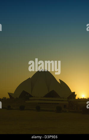 Tempio al tramonto, Lotus Temple, New Delhi, India Foto Stock