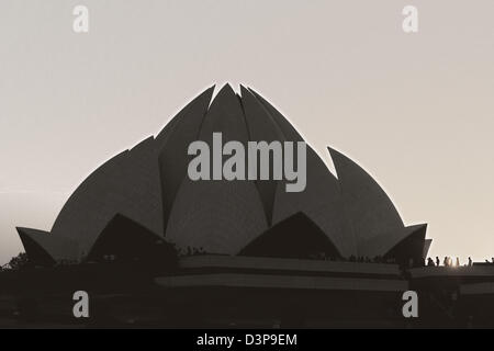 Tempio al tramonto, Lotus Temple, New Delhi, India Foto Stock