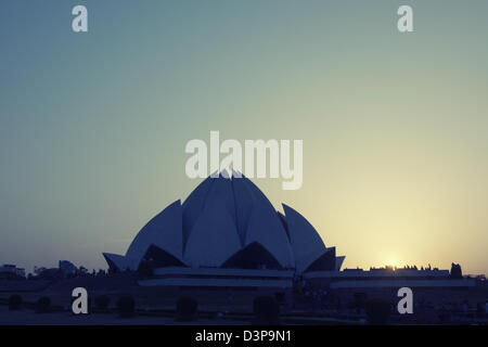 Tempio al tramonto, Lotus Temple, New Delhi, India Foto Stock