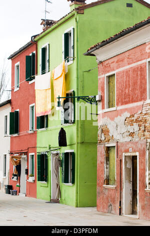 Colorate case a Burano isola della Laguna Veneta Foto Stock