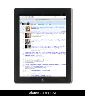 Reddit, il sociale notizie e intrattenimento sito, visualizzati su una quarta generazione di Apple iPad Foto Stock