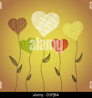 Abstract cuore fiori. Illustrazione Vettoriale. Eps 10. Foto Stock