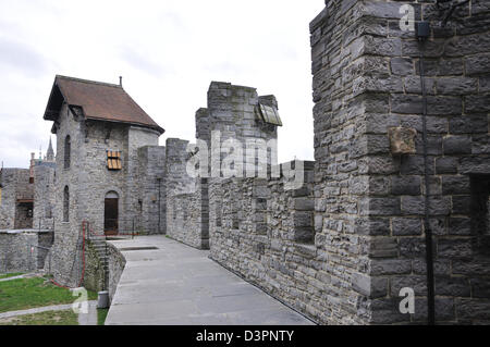 Vecchia Fortezza della città antica di Ghent, Belgio Foto Stock