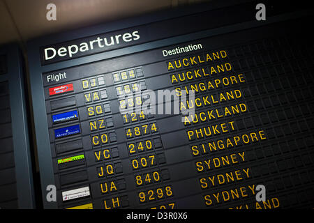 Partenza del volo pensione all aeroporto internazionale. Melbourne, Victoria, Australia Foto Stock