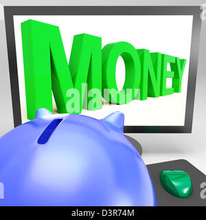 Il denaro sul monitor che mostra la prosperità e di entrate monetarie Foto Stock