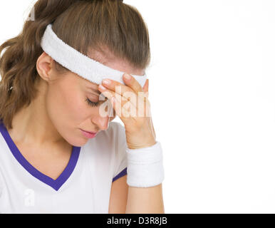 Ritratto di sottolineato giocatore di tennis Foto Stock