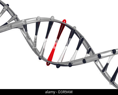 Vetro del filamento di DNA su sfondo bianco Foto Stock
