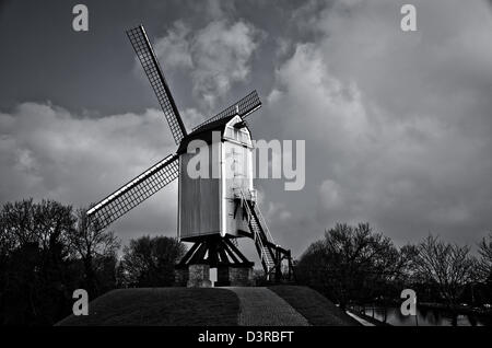 Bonne Chiere Molen, un mulino a vento di Bruges Foto Stock