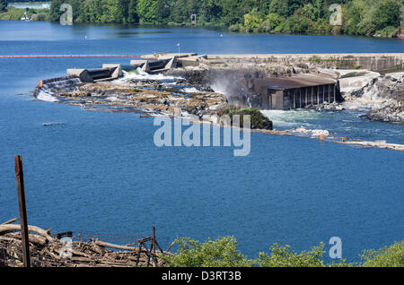 Oregon City, Oregon, il Williamette Falls si trova nei pressi di Oregon City sono la seconda più grande cade negli Stati Uniti Foto Stock