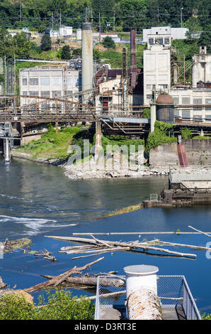 Oregon City, Oregon, il Williamette Falls si trova nei pressi di Oregon City sono la seconda più grande cade negli Stati Uniti Foto Stock