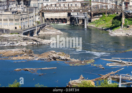 Oregon City, Oregon, il Williamette Falls si trova nei pressi di Oregon City sono la seconda più grande cade negli Stati Uniti Foto Stock