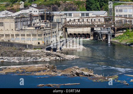 Oregon City, Oregon, il Williamette Falls si trova nei pressi di Oregon City sono la seconda più grande cade negli Stati Uniti Foto Stock