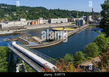 Oregon City, Oregon, il Williamette Falls si trova nei pressi di Oregon City sono la seconda più grande cade negli Stati Uniti Foto Stock