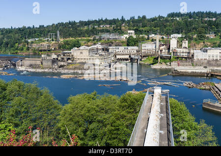 Oregon City, Oregon, il Williamette Falls si trova nei pressi di Oregon City sono la seconda più grande cade negli Stati Uniti Foto Stock