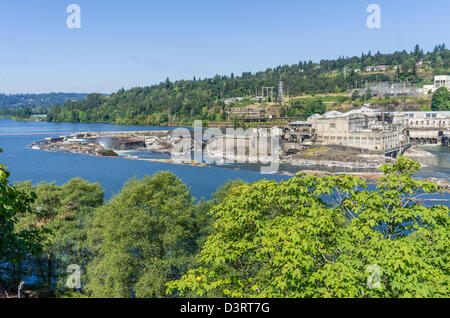 Oregon City, Oregon, il Williamette Falls si trova nei pressi di Oregon City sono la seconda più grande cade negli Stati Uniti Foto Stock