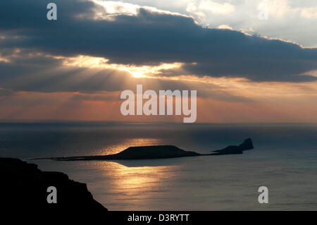 Il worm capezzagna a Rhossili Beach sulla Penisola di Gower vicino a Swansea, Regno Unito. Foto Stock