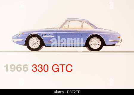 Rappresentazione grafica di un 1966 Ferrari 330 GTC, Museo Ferrari, Maranello, Italia Foto Stock