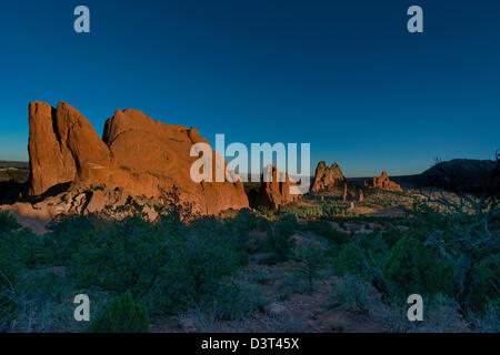 Tramonto sul giardino degli dei in Colorado, Stati Uniti d'America Foto Stock