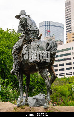 Pioneer Plaza Cattle Drive statue di bronzo da Robert estati, Dallas, Texas Foto Stock