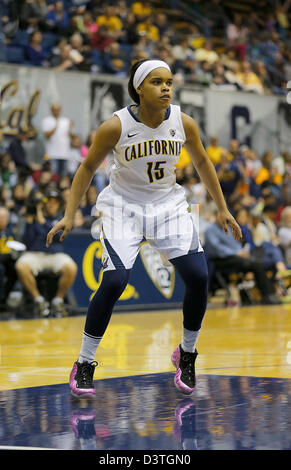 Febbraio 23, 2013 - Berkeley, CA, Stati Uniti d'America - 24 febbraio 2013 durante il NCAA Womens Gioco di basket tra Oregon State University castori vs California Golden Bears,15 G Brittany Boyd di Cal a Hass Pavilion Berkeley Calif Foto Stock