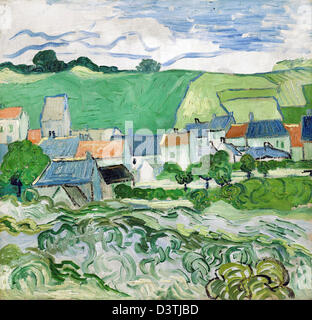 Vincent van Gogh, vista di Auvers 1890 olio su tela. Van Gogh Museum di Amsterdam, Paesi Bassi. Foto Stock