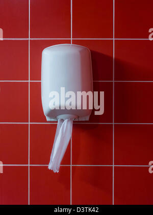Dispenser per carta igienica appeso alla parete del bagno o bagno Foto Stock