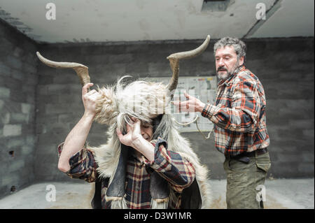 Tranga vestirsi, Carnevale di Bielsa, Aragona, Spagna Foto Stock