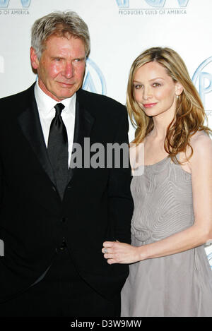 Noi actrice americano Calista Flockhart e US-attore americano Harrison Ford sono illustrati al diciottesimo produttore annuale Guild of America Award (PGA) presso l'Hotel Century Plaza di Los Angeles, Stati Uniti d'America, 20 gennaio 2007. Foto: Hubert Boesl Foto Stock