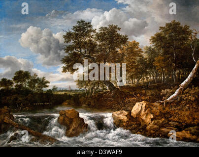 Paesaggio con cascata 1668 Jacob Isaacksz van Ruisdael (o Ruysdael) (c.1629 - 1682) Paesi Bassi Paesi Bassi Foto Stock