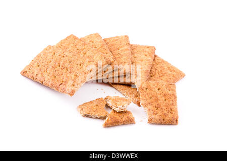 Salubre biscotti con cereali isolato su bianco. Una dieta salutare concetto. Foto Stock