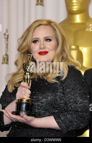 Adele835 in sala stampa per l'ottantacinquesimo annuale di Academy Awards Oscars 2013 - SALA STAMPA, Dolby Theatre di Hollywood & Highland Center, Los Angeles, CA. 24 febbraio 2013. Foto di: Elizabeth Goodenough/Everett Collection Foto Stock