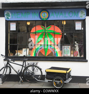 La canapa in Avalon cannabis shop, Glastonbury, Somerset, Inghilterra Foto Stock