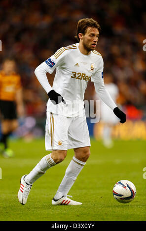 Londra, Regno Unito. 24 febbraio 2013. Swansea's Michu in azione..Bradford City v Swansea City- Capital One Cup Final - Wembley Stadium, Londra- 24/02/13 - Picture David Klein/Sportimage/Alamy Live News Foto Stock