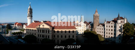 Vista panoramica su Bautzen, direzione ovest, Reichenturm, Wendischer Turm, vecchia caserma, Budysin, Bassa Sassonia, Germania Foto Stock