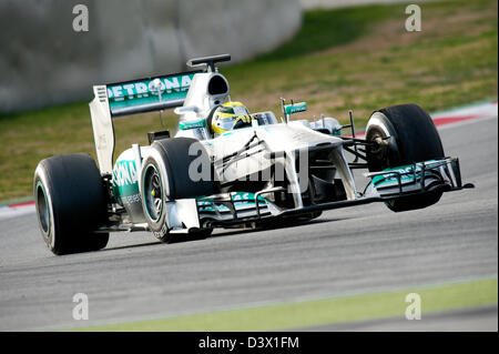 Nico Rosberg (GER), la Mercedes GP-Petronas F1 Team W04, Formula 1 sessioni di collaudo, Barcellona, Spagna, Feb. 2013 Foto Stock