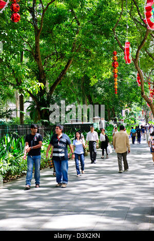 Orchard Road,Central Area dello Shopping,ristoranti,hotels,appartamenti,case della città,duplici,alberate vie ombreggiate,Singapore Foto Stock