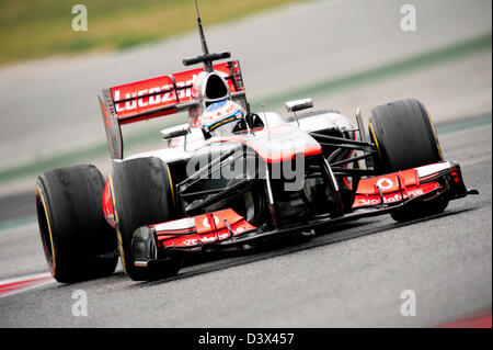 Jenson Button (GB), McLaren-Mercedes MP4-28, Formula 1 sessioni di collaudo del Circuito de Catalunya, Barcelona, Spagna, Febbraio 2013 Foto Stock