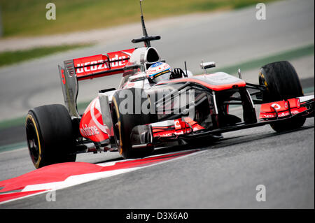 Jenson Button (GB), McLaren-Mercedes MP4-28, Formula 1 sessioni di collaudo del Circuito de Catalunya, Barcelona, Spagna, Febbraio 2013 Foto Stock