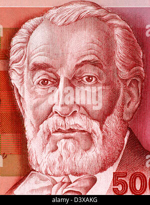 Edmond James de Rothschild (1845-1934) su 500 Sheqalim 1982 banconota da Israele. Membro francese della Rothschild banking famiglia Foto Stock